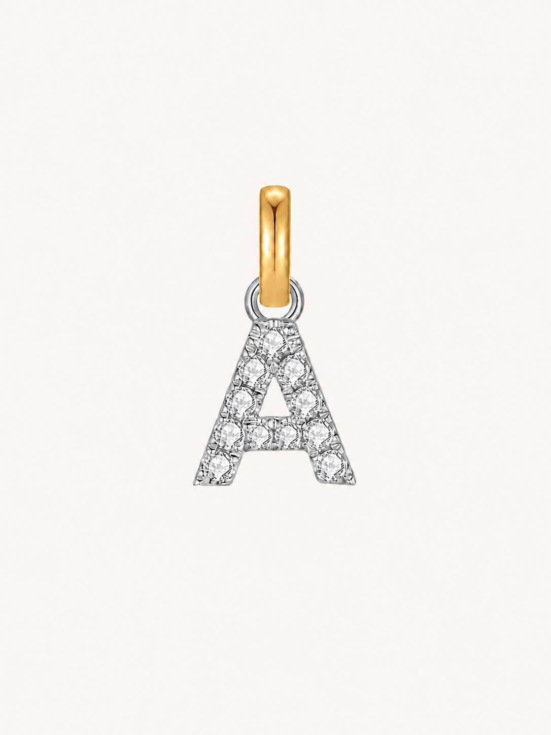 14K Gold Pavé Initial Charm