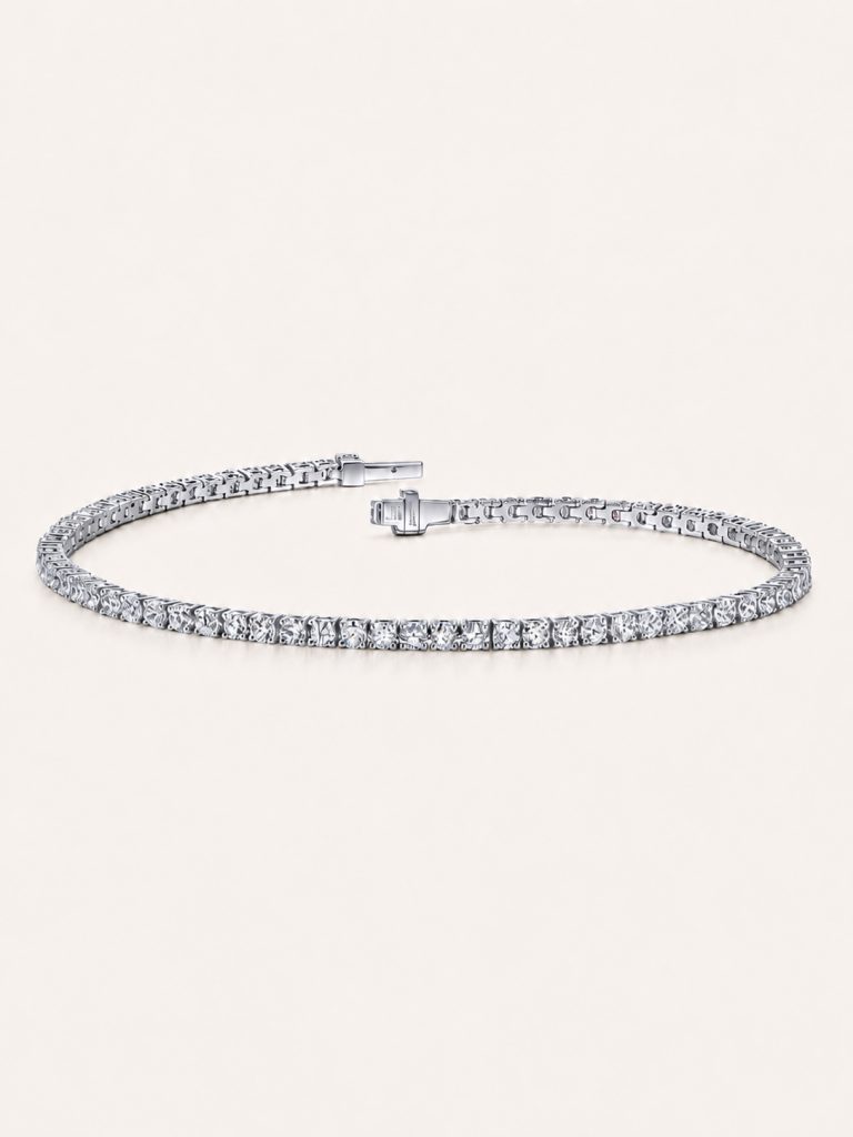 Endless Radiance Round Cut Tennis Bracelet — 14K White Gold