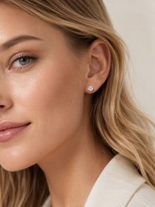 Timeless Round Brilliant Cut Solitaire Stud Earrings — 14K White Gold