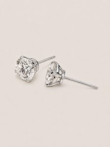 Timeless Round Brilliant Cut Solitaire Stud Earrings — 14K White Gold