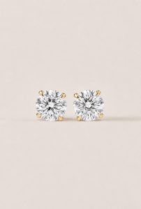 Timeless Round Brilliant Cut Solitaire Stud Earrings — 14K Yellow Gold