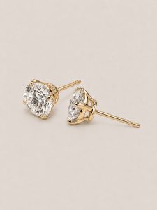 Timeless Round Brilliant Cut Solitaire Stud Earrings — 14K Yellow Gold