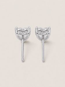 Heart Brilliant Cut Solitaire Studs — 14K White Gold