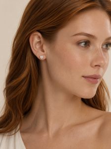 Heart Brilliant Cut Solitaire Studs — 14K Yellow Gold