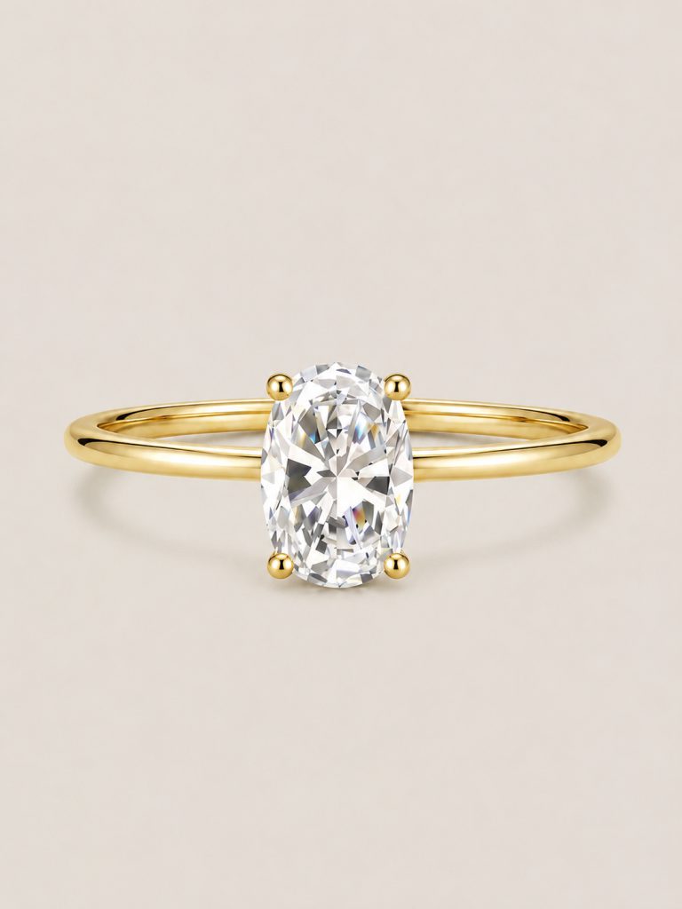 Geometric Lab-Grown Diamond Stackable Ring — Oval Cut