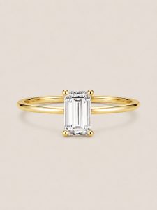 Geometric Lab-Grown Diamond Stackable Ring — Emerald Cut