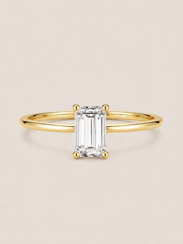Geometric Lab-Grown Diamond Stackable Ring — Emerald Cut