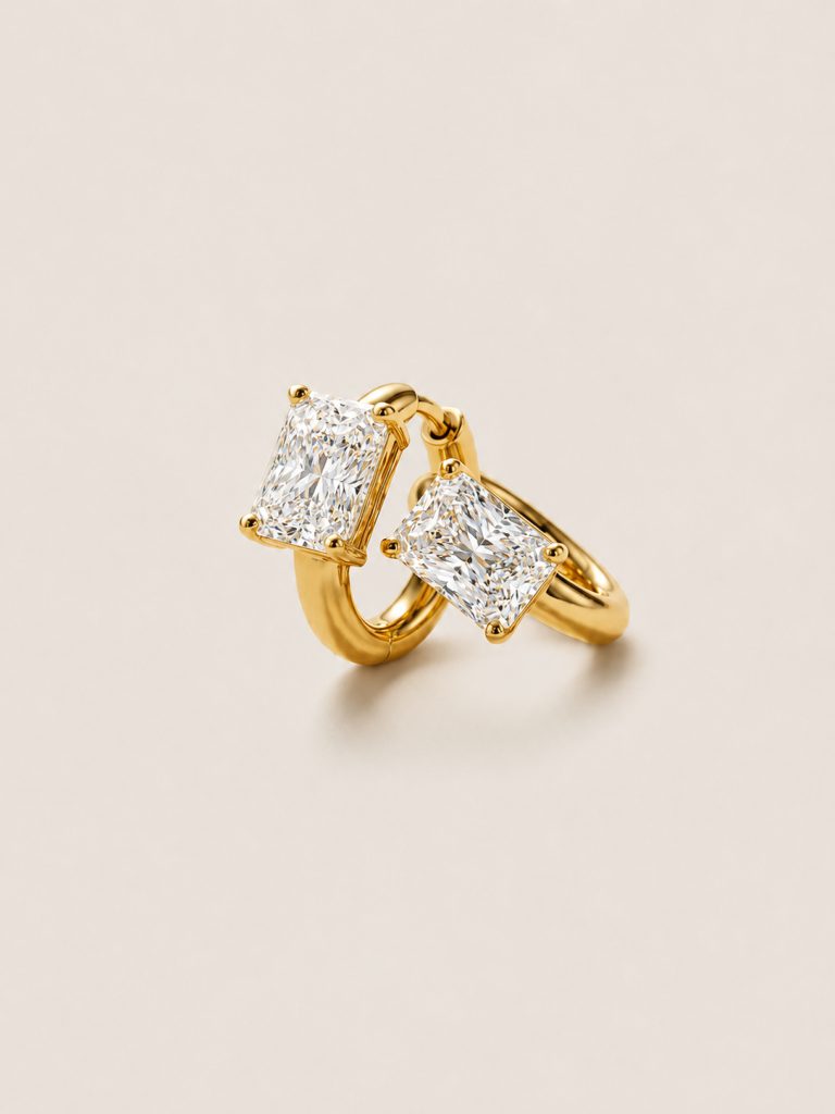 Radiant Cut Wrap Around Huggie Earrings