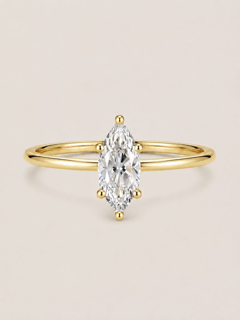 Geometric Lab-Grown Diamond Stackable Ring — Marquise Cut