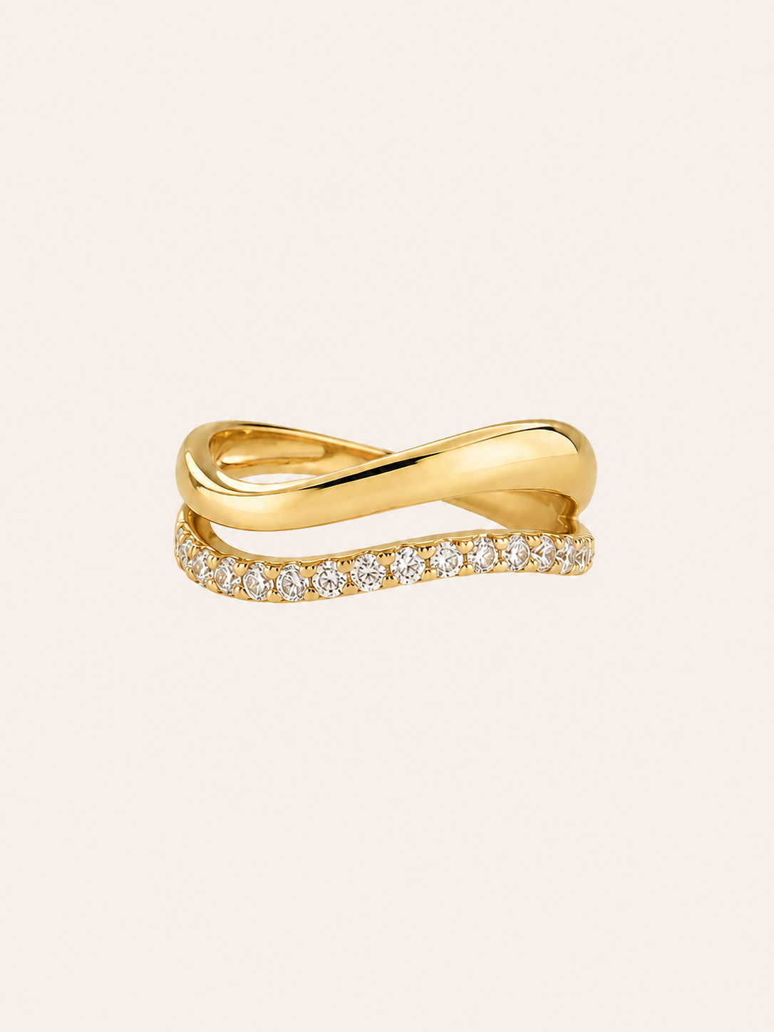 Infinity Twist Two-Tier Half-Pavé Round Brilliant Band