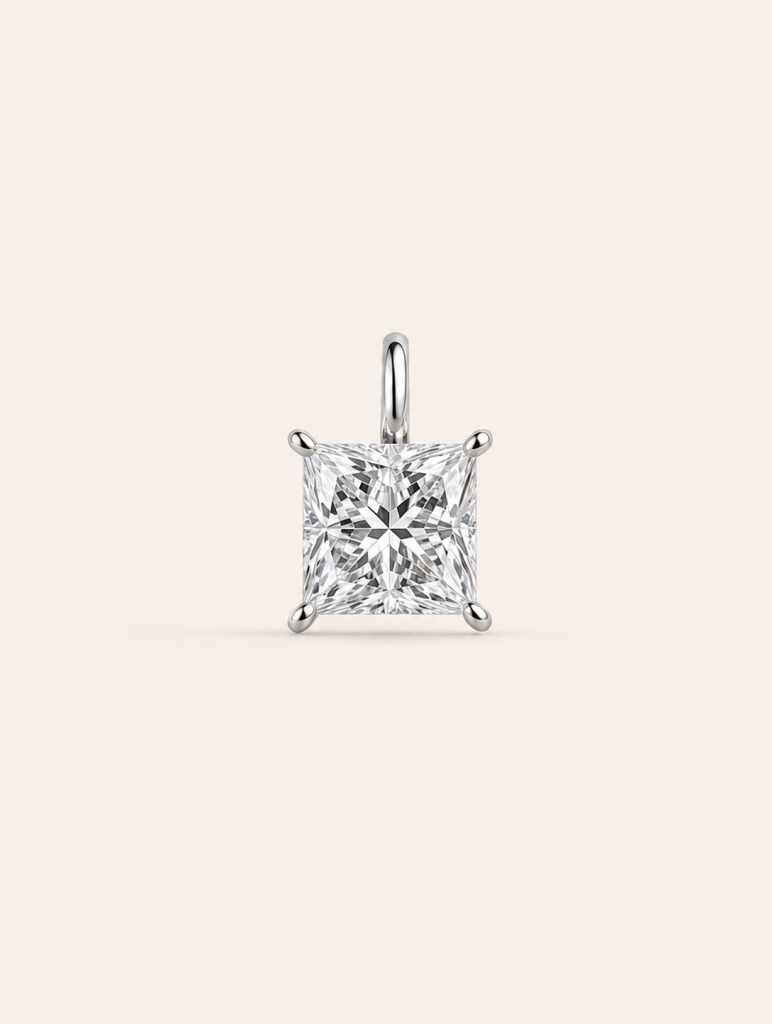 1 ct Princess-Cut Four-Prong Lab-Grown Diamond Pendant