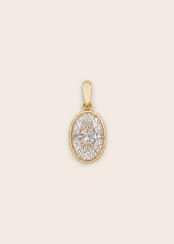 1.5 ct Oval-Cut Bezel-Set Lab-Grown Diamond Pendant