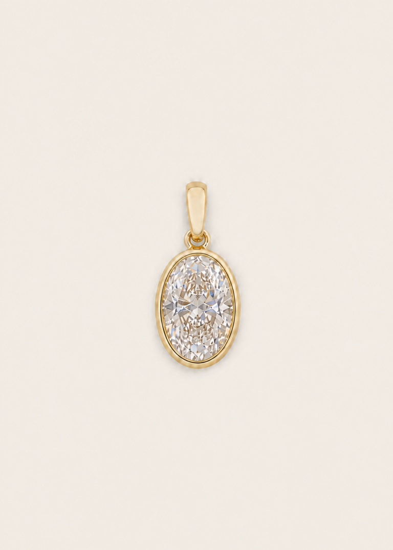1.5 ct Oval-Cut Bezel-Set Lab-Grown Diamond Pendant