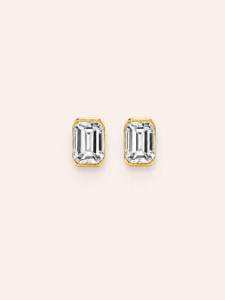 Emerald-Cut Solitaire Stud Earrings