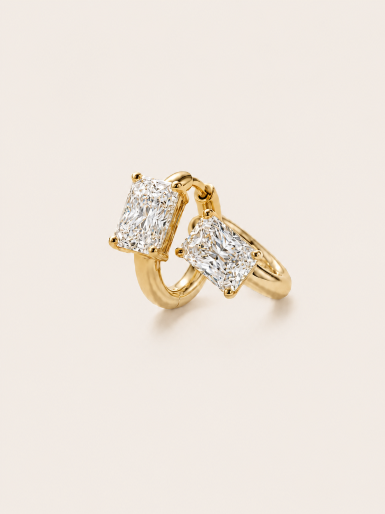 Radiant-Cut Wrap-Around Huggie Earrings