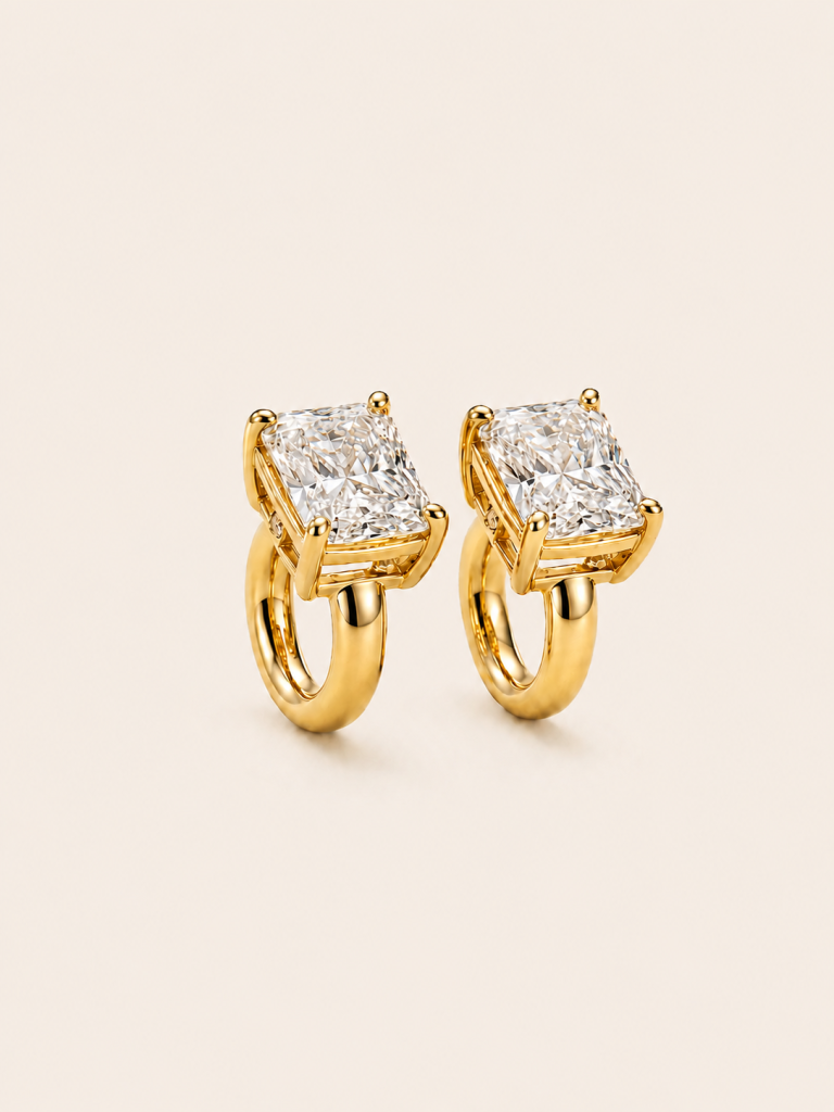 Radiant-Cut Wrap-Around Huggie Earrings