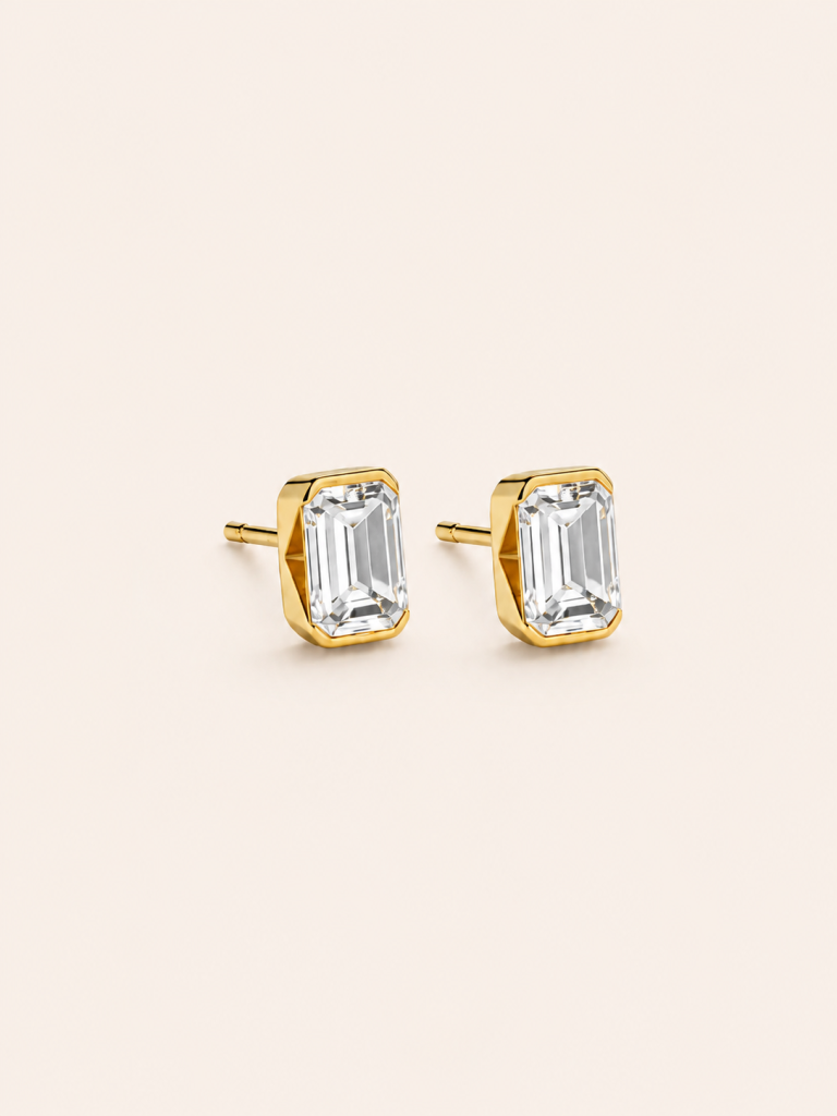 Emerald-Cut Solitaire Stud Earrings