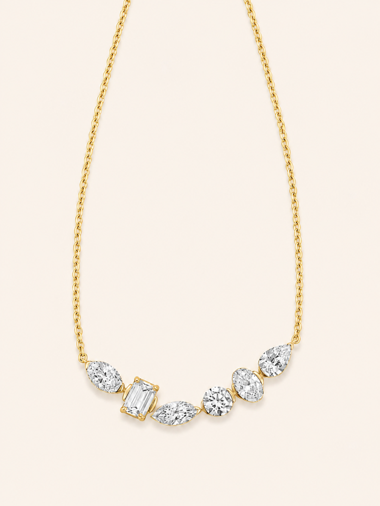 Mixed-Cut Diamond Smile Necklace