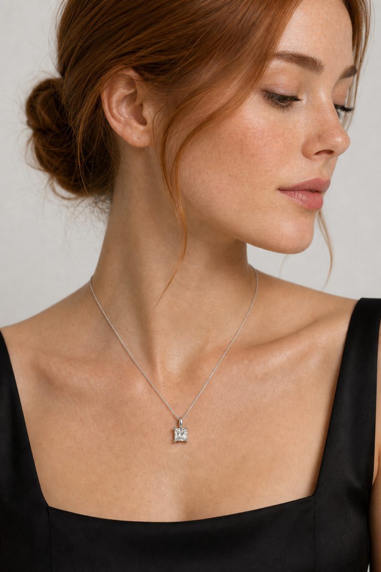 1 ct Princess-Cut Four-Prong Lab-Grown Diamond Pendant