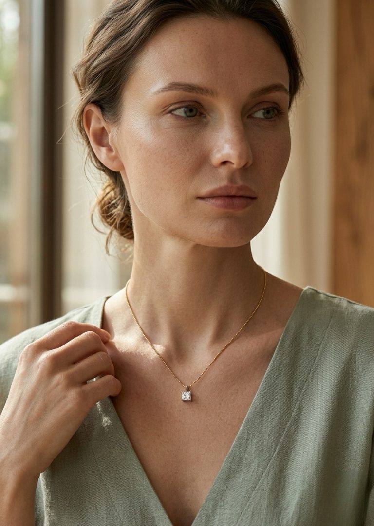 1 ct Princess-Cut Four-Prong Lab-Grown Diamond Pendant