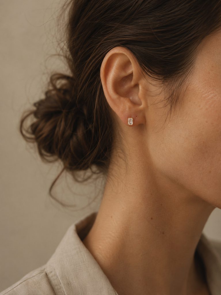 Emerald-Cut Solitaire Stud Earrings