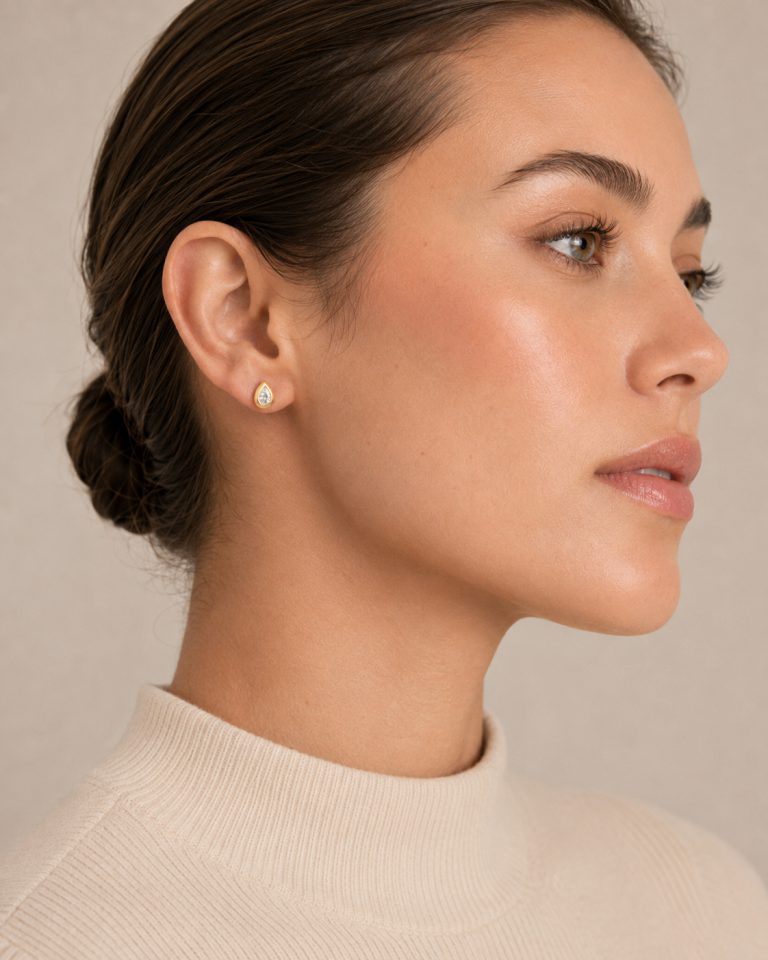 Pear Brilliant-Cut Bezel Solitaire Stud Earrings