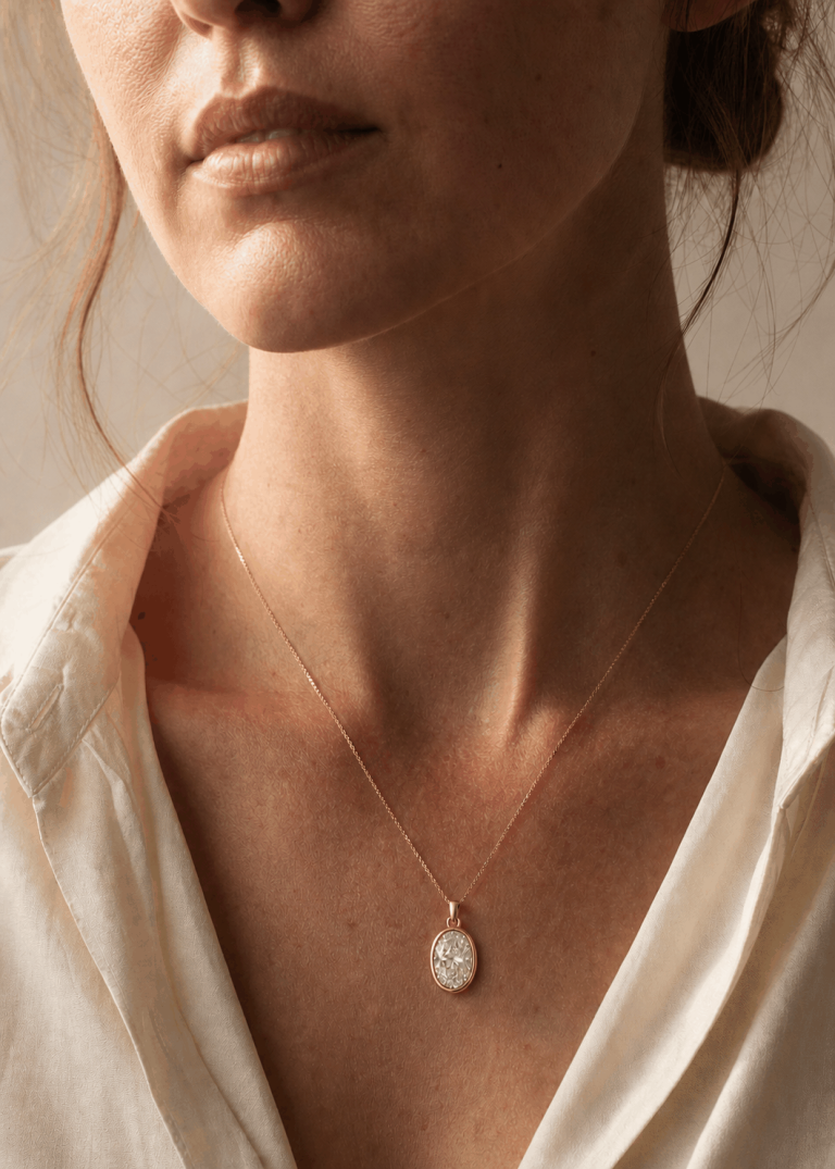 1.5 ct Oval-Cut Bezel-Set Lab-Grown Diamond Pendant