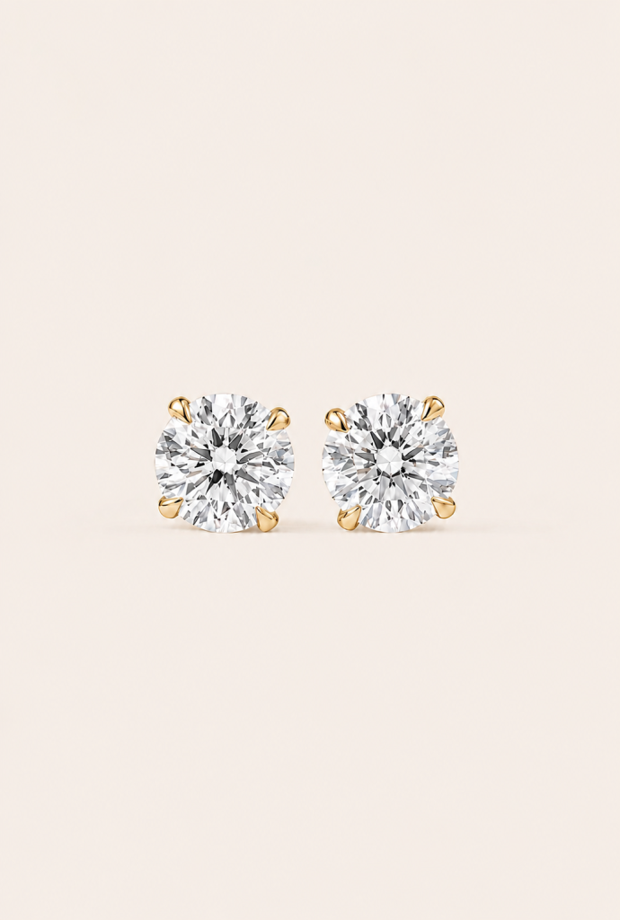 Round Brilliant-Cut Four-Prong Solitaire Stud Earrings