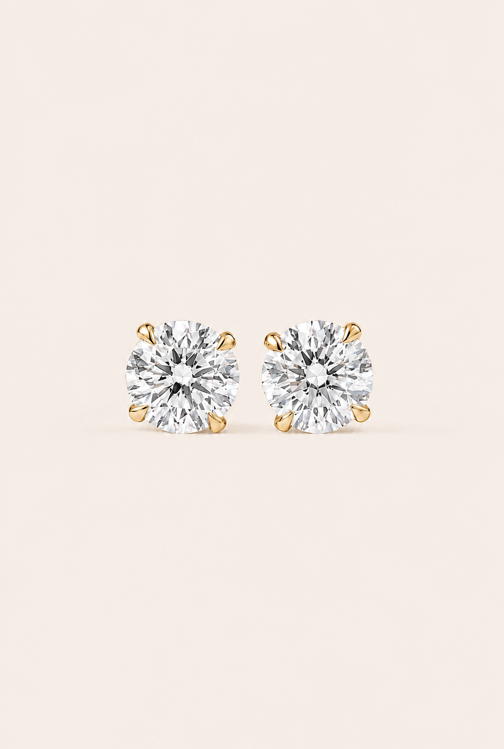Round Brilliant-Cut Four-Prong Solitaire Stud Earrings