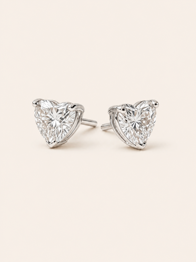 Heart Brilliant-Cut Solitaire Stud Earrings