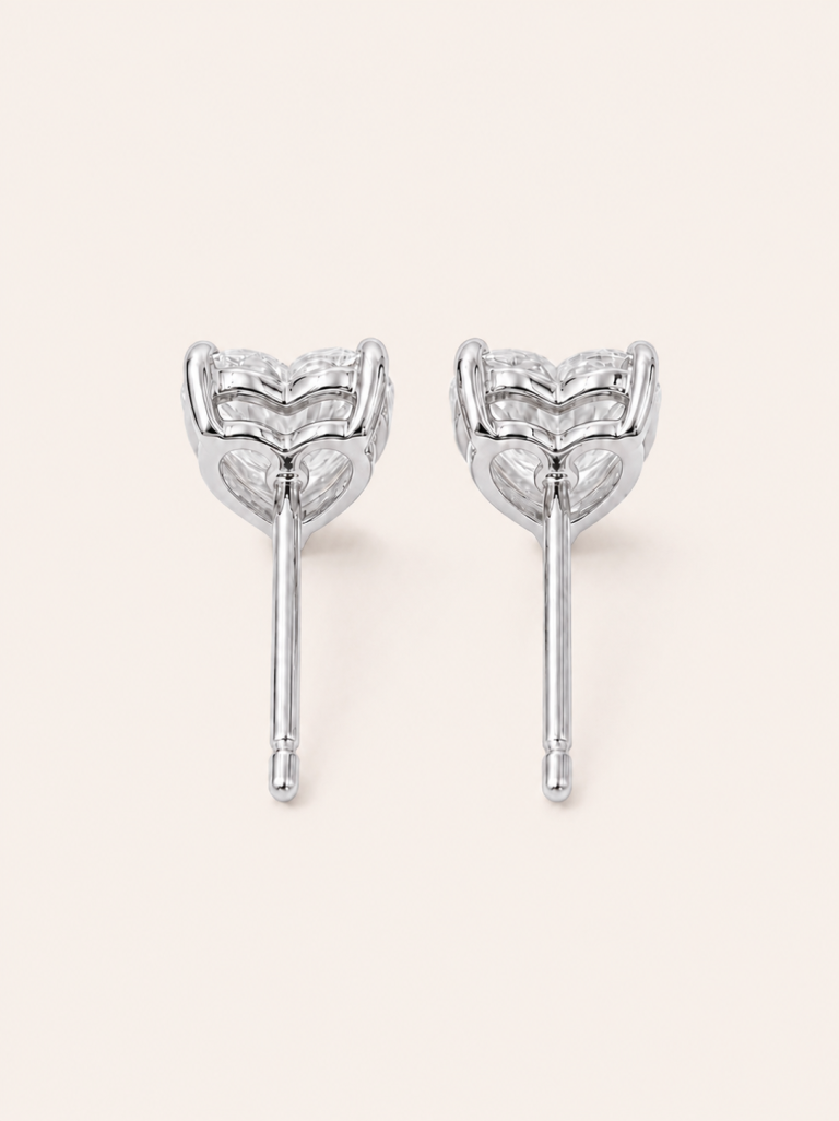 Heart Brilliant-Cut Solitaire Stud Earrings