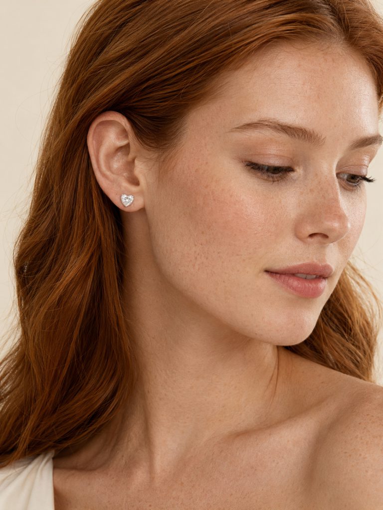 Heart Brilliant-Cut Solitaire Stud Earrings