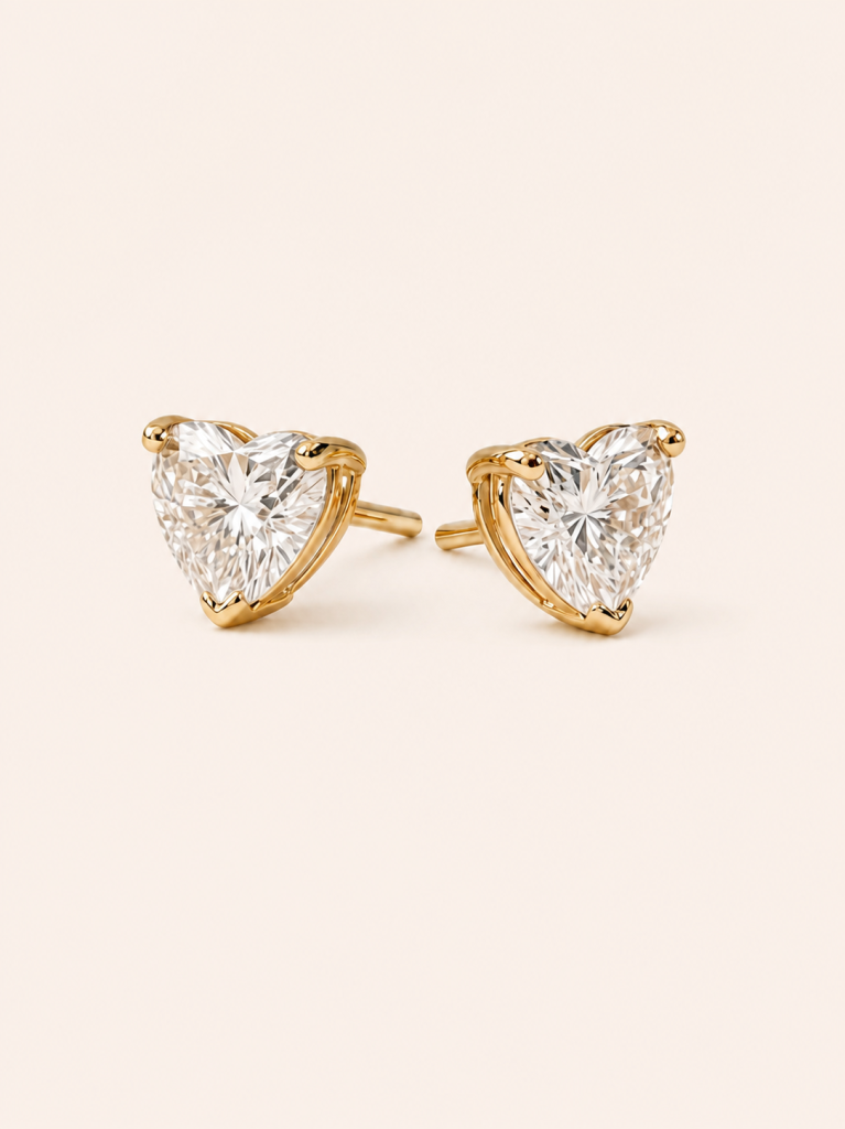 Heart Brilliant-Cut Solitaire Stud Earrings