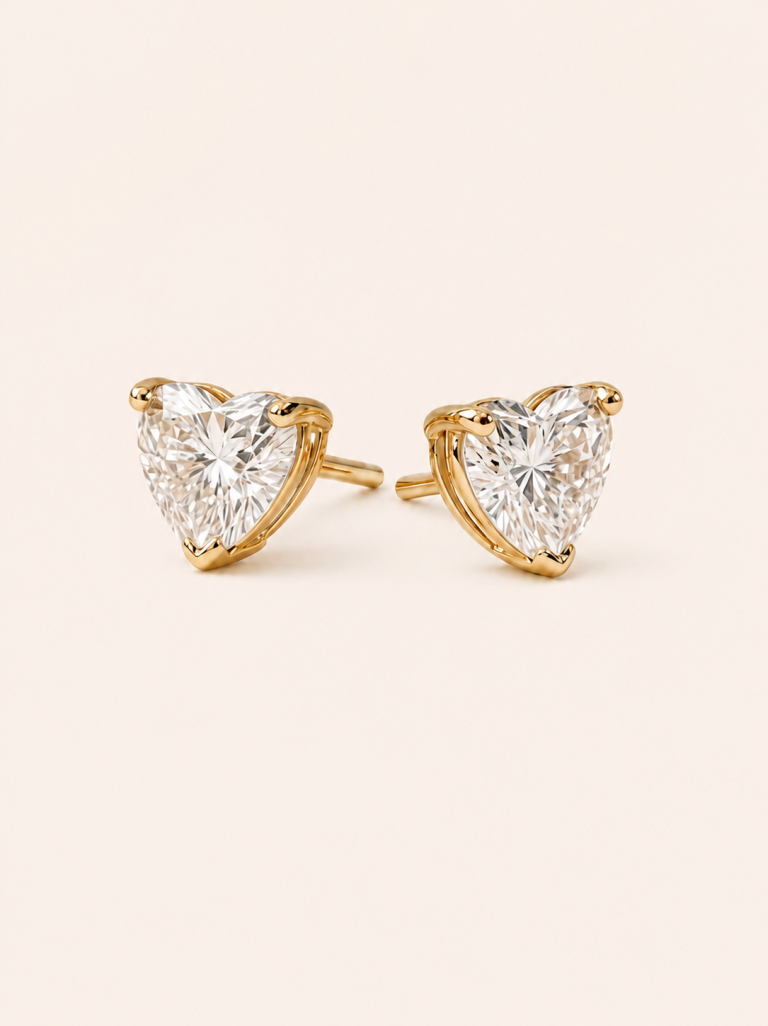 Heart Brilliant-Cut Solitaire Stud Earrings