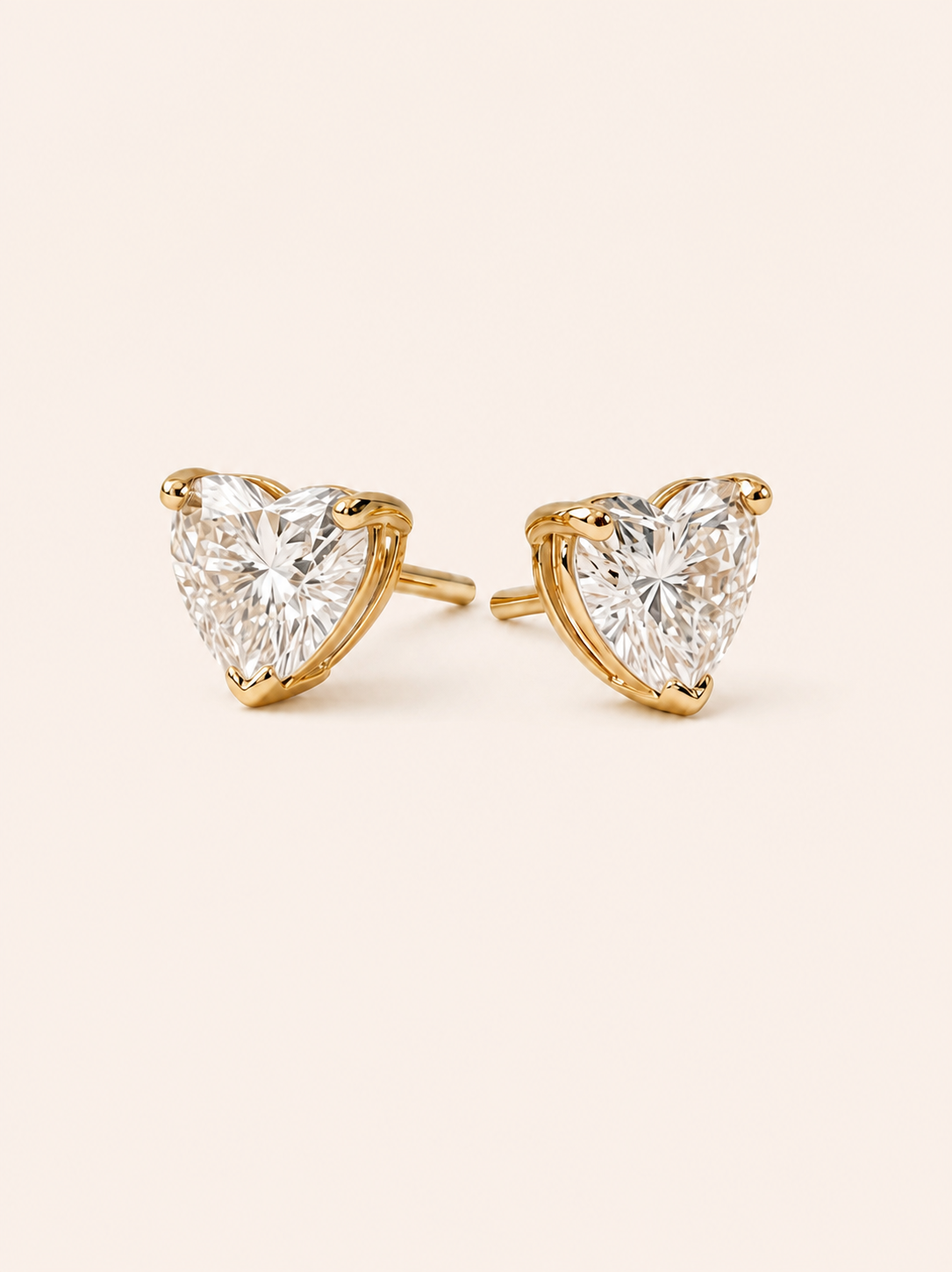 Heart Brilliant-Cut Solitaire Stud Earrings