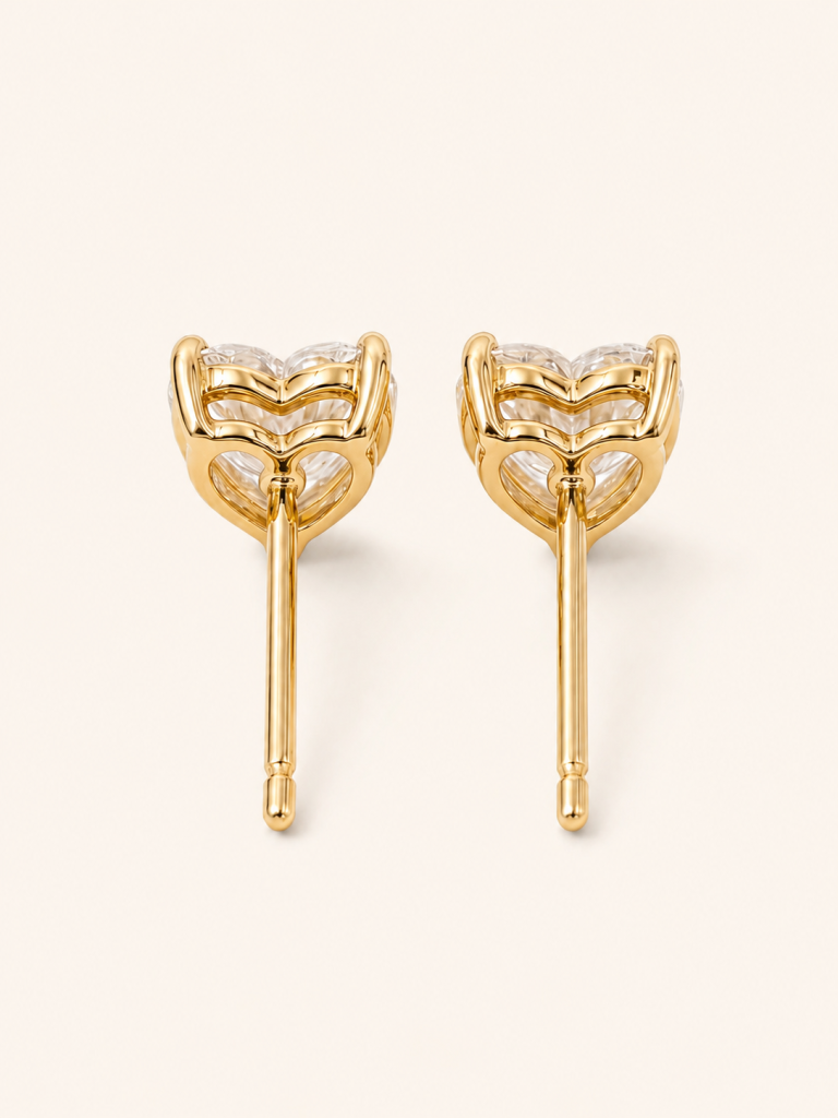Heart Brilliant-Cut Solitaire Stud Earrings
