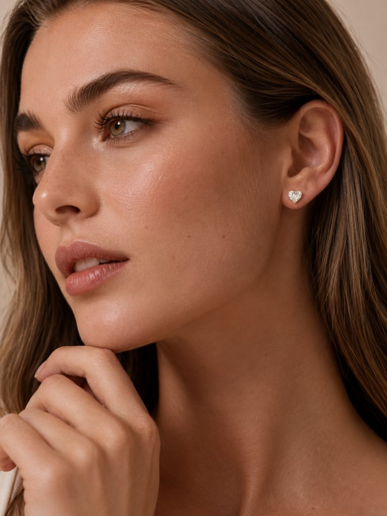 Heart Brilliant-Cut Solitaire Stud Earrings