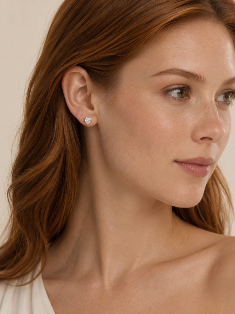 Heart Brilliant-Cut Solitaire Stud Earrings