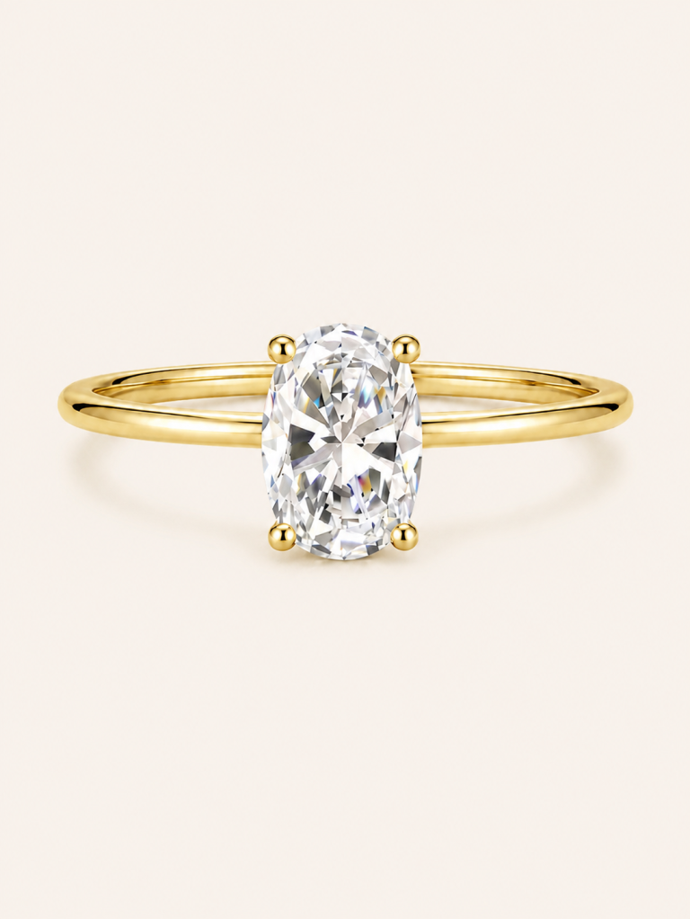 Geometric Lab-Grown Diamond Stackable Ring — Oval Cut