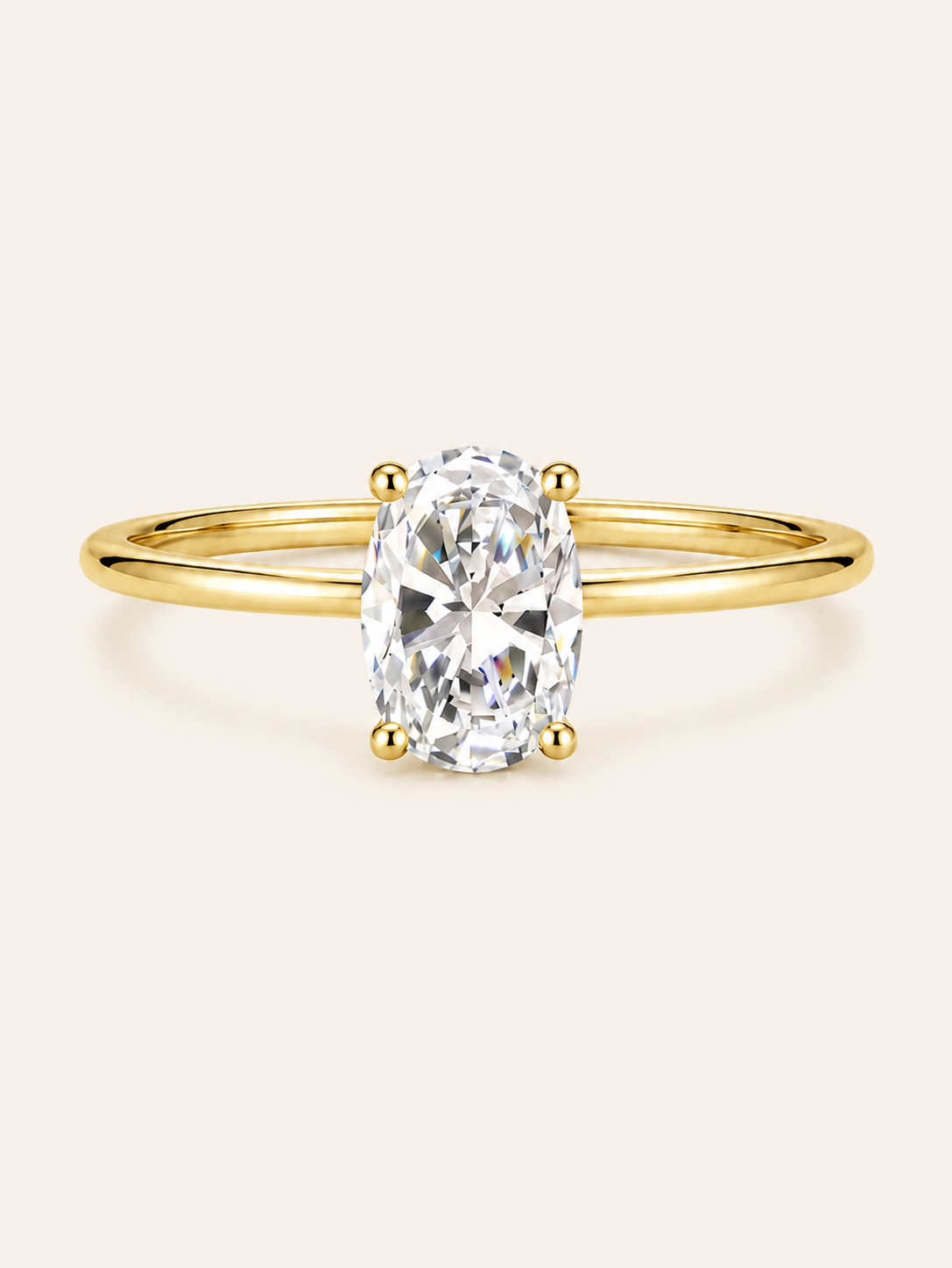 Geometric Lab-Grown Diamond Stackable Ring — Oval Cut