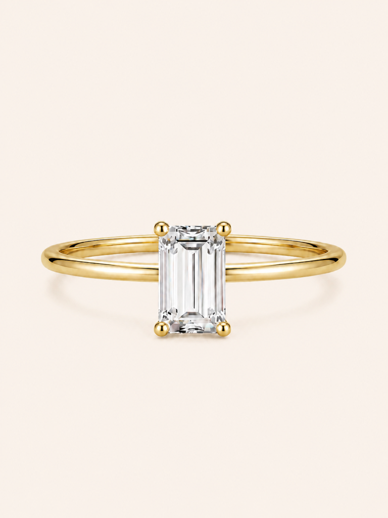 Geometric Lab-Grown Diamond Stackable Ring — Emerald Cut