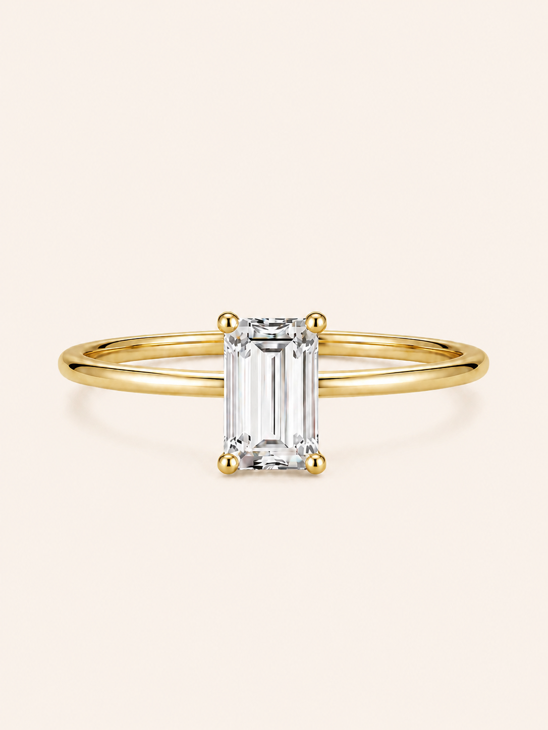 Geometric Lab-Grown Diamond Stackable Ring — Emerald Cut