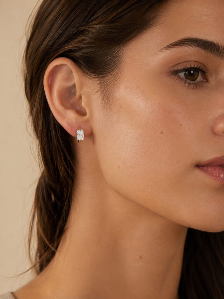 Radiant-Cut Wrap-Around Huggie Earrings