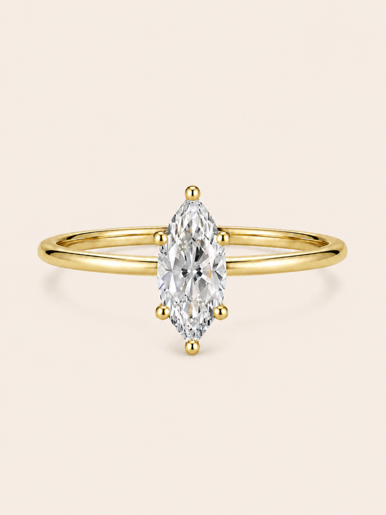 Geometric Lab-Grown Diamond Stackable Ring — Marquise Cut