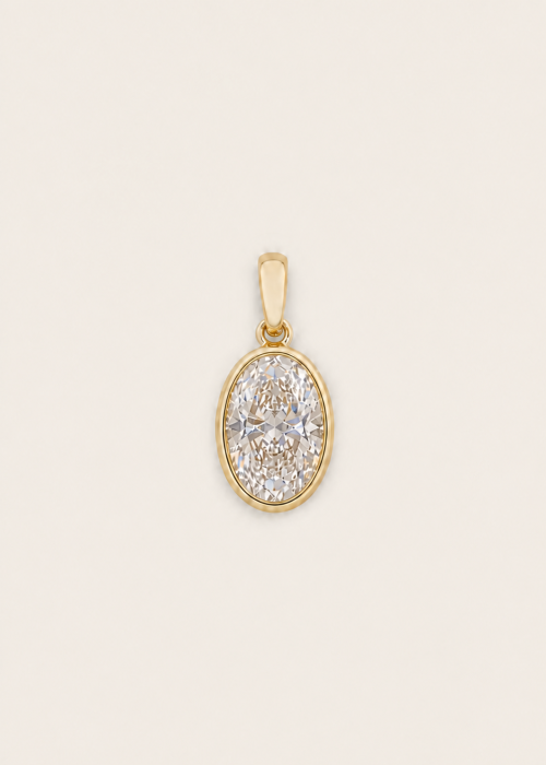 1.5 ct Oval-Cut Bezel-Set Lab-Grown Diamond Pendant