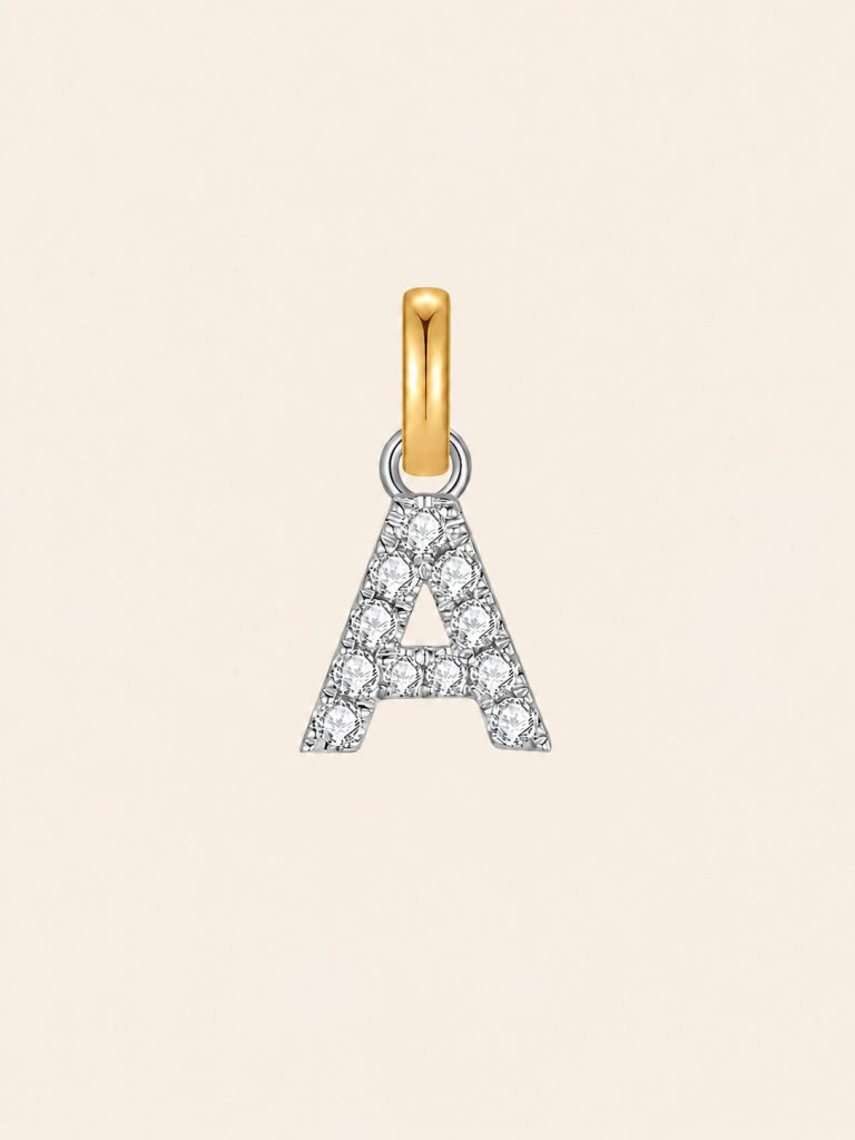 14K Gold Pavé Initial Charm