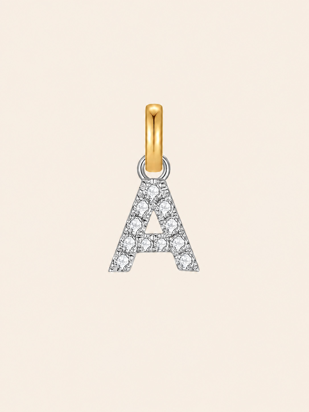 14K Gold Pavé Initial Charm