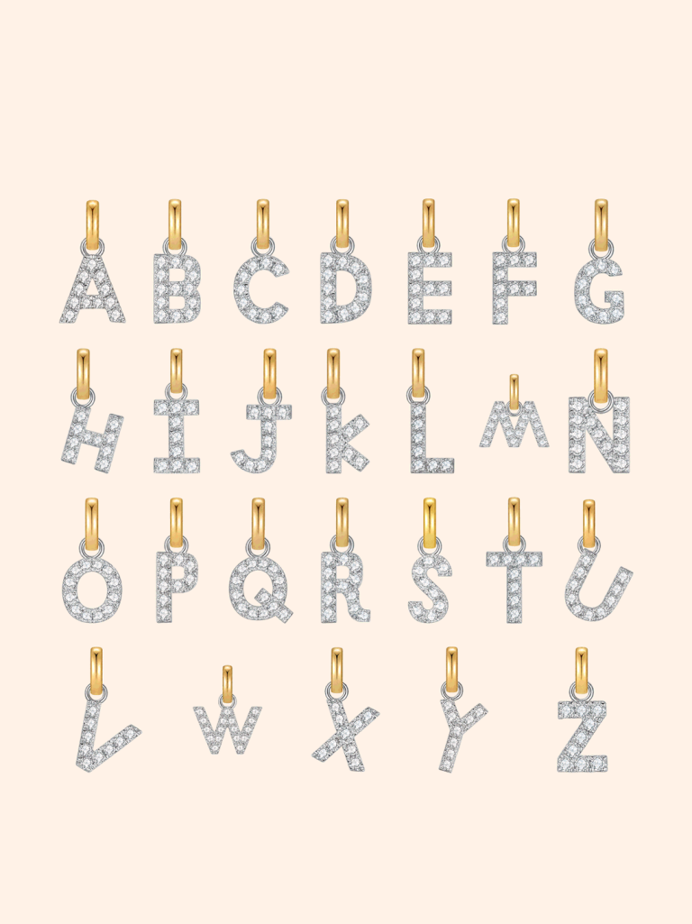 14K Gold Pavé Initial Charm