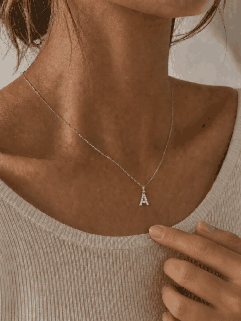 14K Gold Pavé Initial Charm
